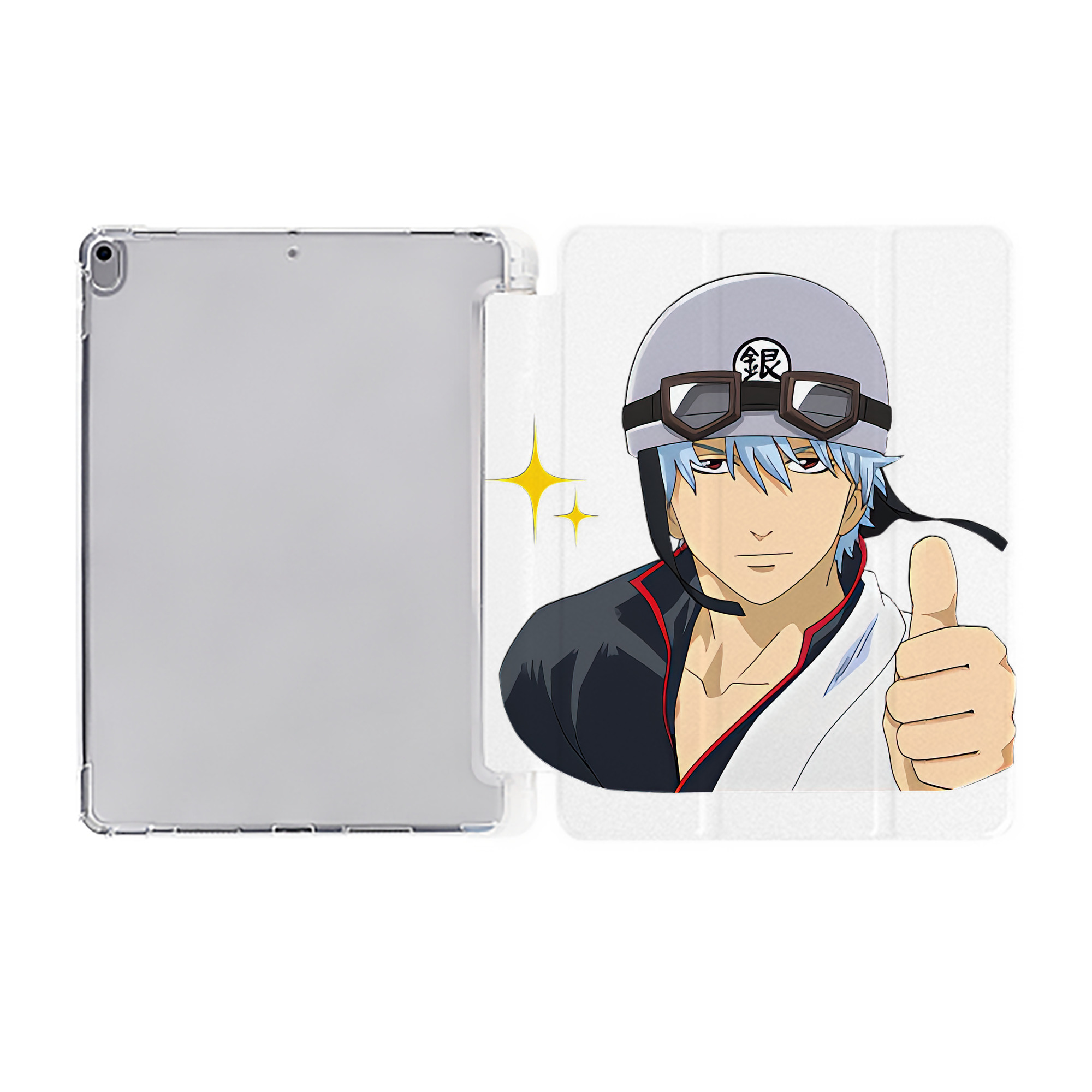 ぎんたま 坂田銀時（さかたぎんとき） 神楽 志村新八（しむら しんぱち） GINTAMA Sakata Gintoki Kagura Shimura Shinpachi IPad ケース ペン収納付き 三つ折りスタンド PUレザー×シリコン 対応機種9.5/10.5/10.9インチ